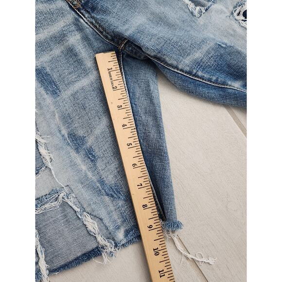 DOPE Denim Shorts Men's Size 30 Button Fly Distressed Raw Hem Ripped Style - Picture 7 of 8